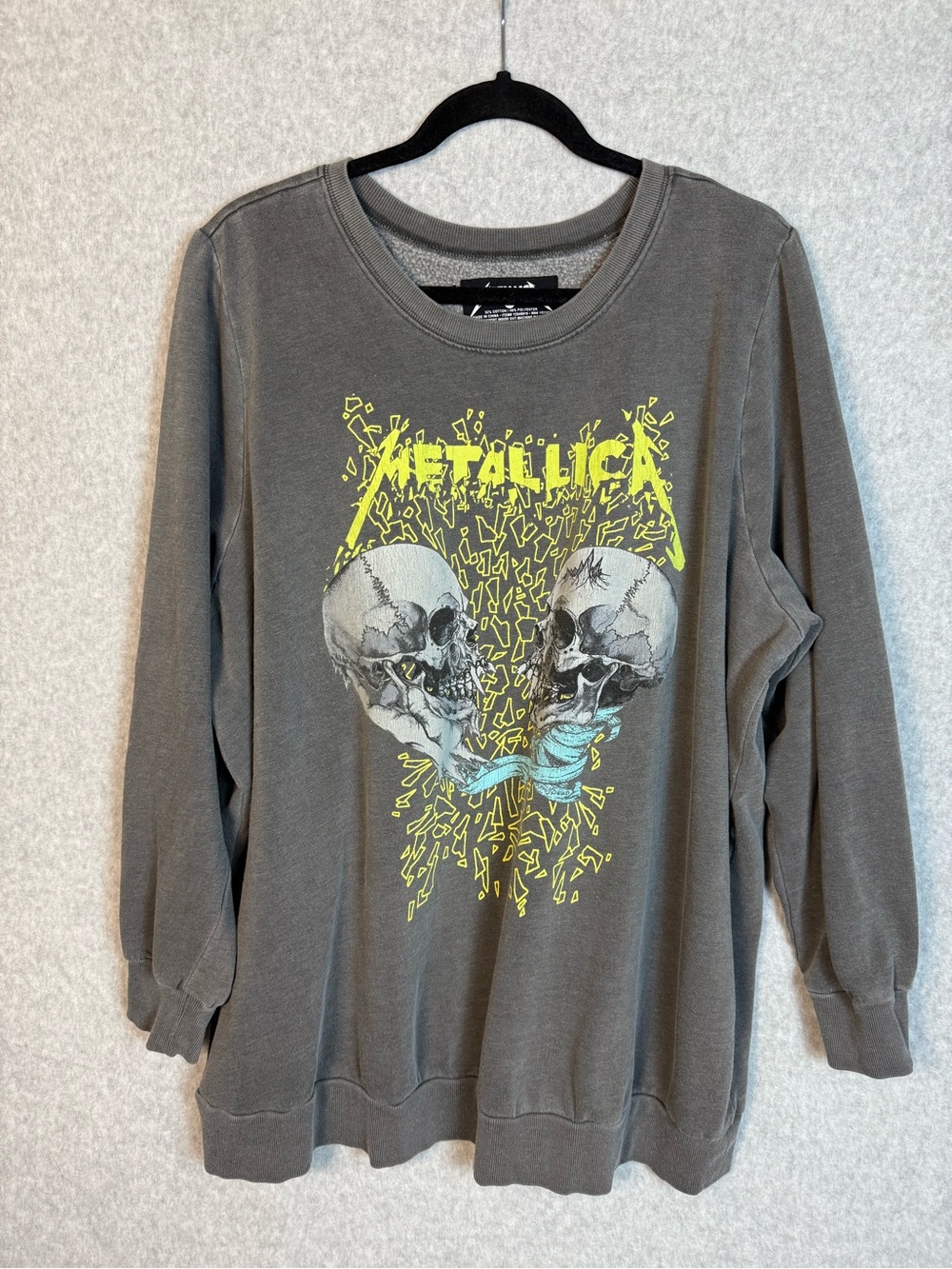 Metallica Skull Graphic Grunge Streetwear Rock Crewneck Sweatshirt Men's XXL